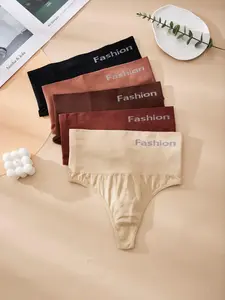 3/5/10 Pcs High Waisted Thong Underwear for Women, Cotton Triangle Panties, Tummy Control Sports Bras, Wide Leg Sexy T-Shirts