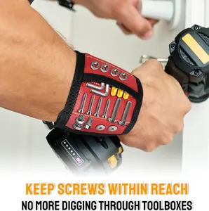 Magnetic Wristband for Holding Screws, Nails, Drill Bits, Super Strong Magnets, Adjustable Strap, Essential Tool for DIYers, Handyman, Mechanics, Construction & Home Improvement