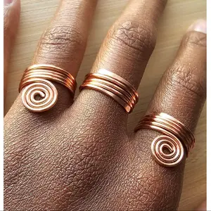 Spiral Copper Wire Wrapped Rings Set, Copper Afrocentric Ring [Made-to-Order]