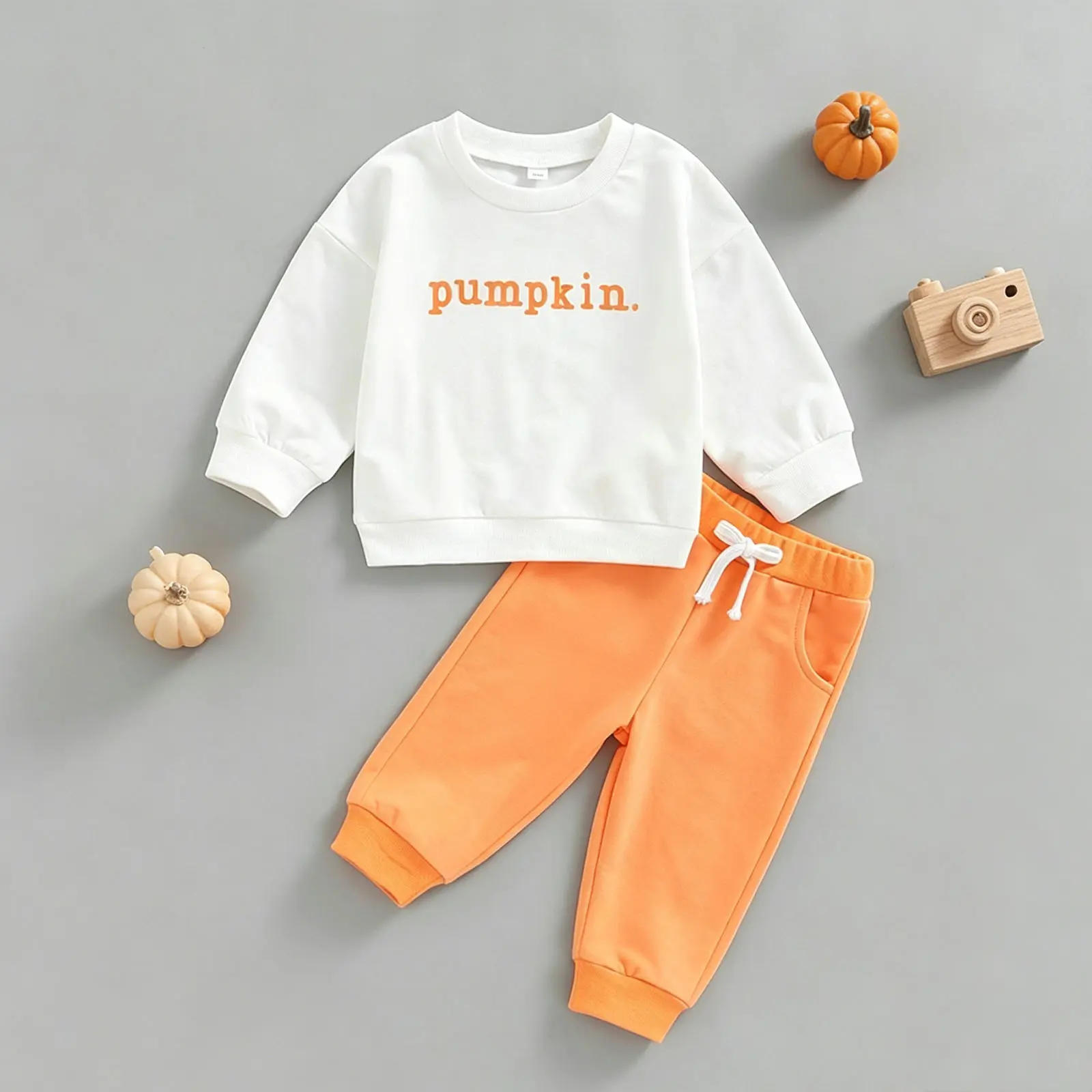 Baby Boys Girls Pants Set, Long Sleeve Crew Neck Letters Print Sweatshirt with Elastic Waist Sweatpants for Halloween