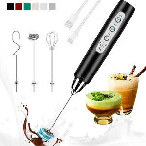 Milk Frother Handheld Rechargeable, Frother Wand Drink Mixer Electric Whisk for Coffee, Detachable with 3 Stainless Whisks, Hand Mixer for Lattes, Cappuccino, Matcha, Egg, No Stand,Black Colarlemo