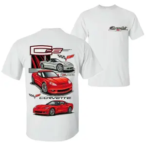 Corvette C6 Z06 T-shirt, Chevrolet Corvette Sports Car Graphic Tee, Classic C6 Corvette Racing Shirt For Car Enthusiasts & Auto Lovers, Gift Cotton