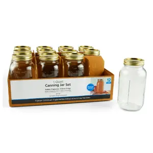 1-Quart Glass Regular Mouth Canning Jars (12 Count)