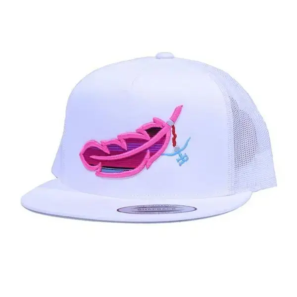 Feathered Outlaw Snapback Hat, Black & Hot Pink Mesh Trucker Cap, Bold Western-Inspired Streetwear Hat for Men & Women