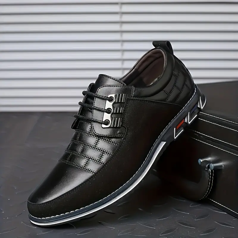 [Non-Slip Derby Shoes] Non-Slip Men's Plaid British Style Shoes | Durable Lace-Up Dress for Weddings, Business, Casual - All-Season Comfort Round Toe Formal Shoes, Wedding Footwear, Sophisticated Shoe Design, Wearresistant Footw