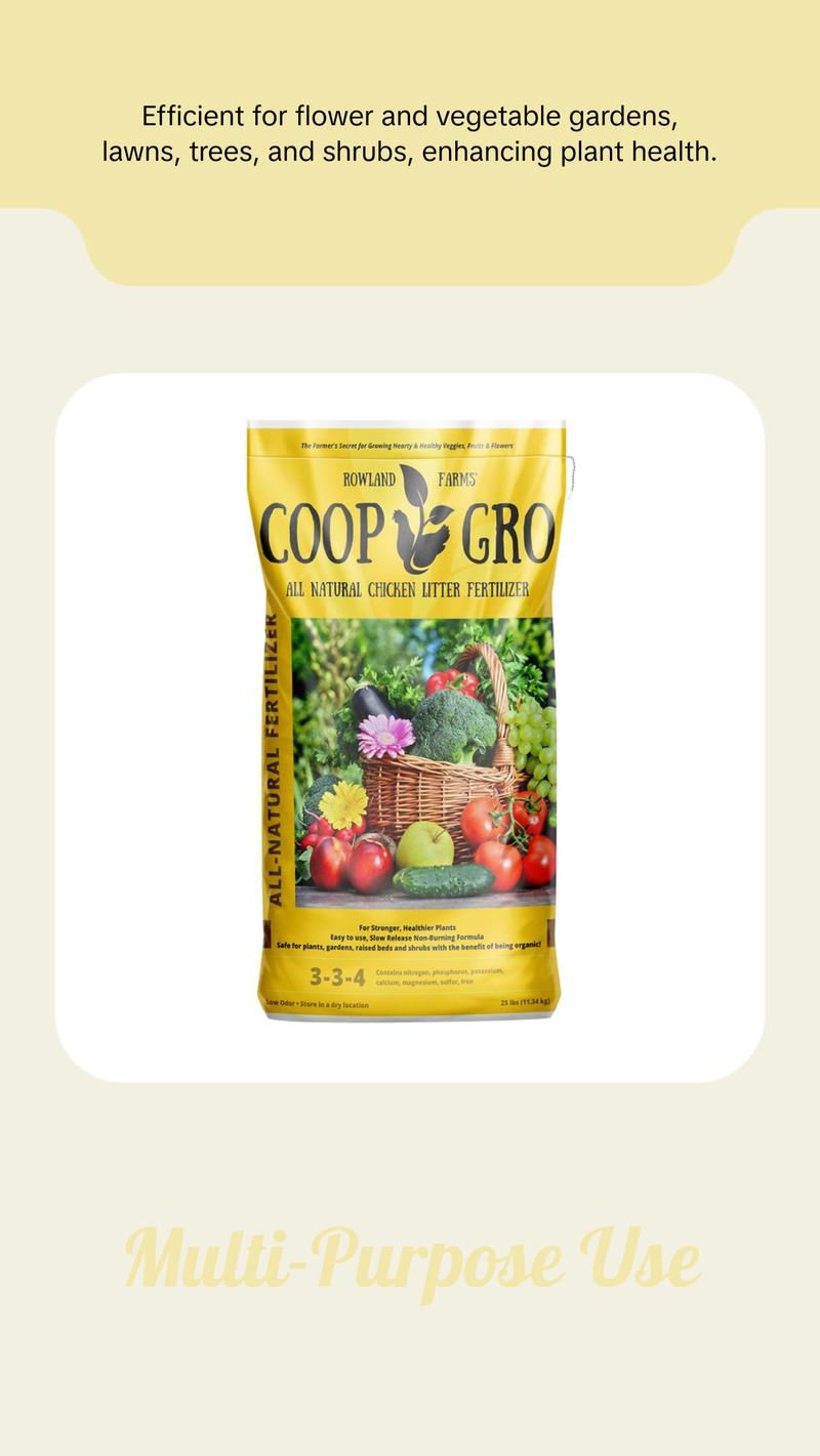 Coop Gro OMRI-Certified Organic, Pelletized Chicken Litter Fertilizer 25 lbs - For Healthy Lawns and Gardens