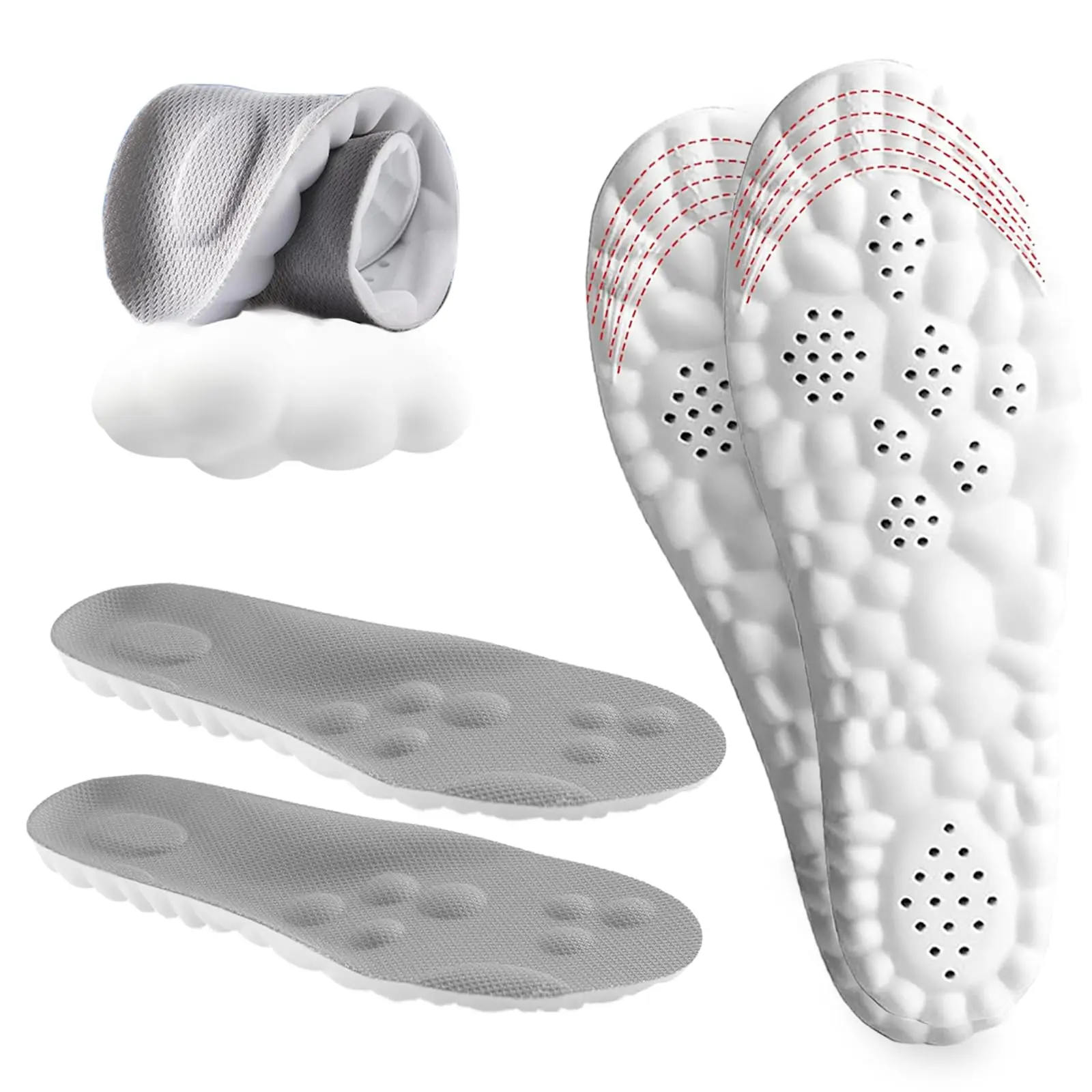 4D Cloud Soles for Men & Women Anti-Fatigue Shock Absorption Foot Pain Relief Insoles for All Seasons Comfortable Support