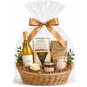 24" x 30" Cellophane Basket Bags - Pack Of 5 Clear  Basket Wrap Bags for Large Baskets, Hampers & Gifts,  Cello Bags