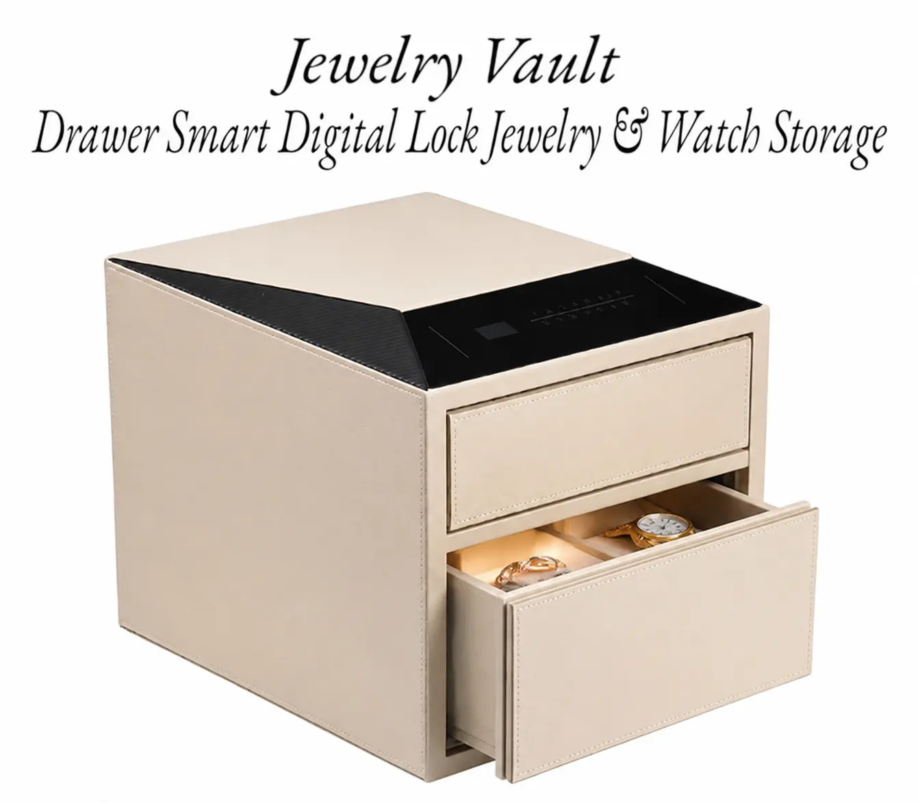 Biometric  Jewelry  for Home featuring a Quick-Access Fingerprint Lock, Digital Keypad and Secure Slide-Away Drawer 14" × 16.5" cash protection bed side  pin code metal safe