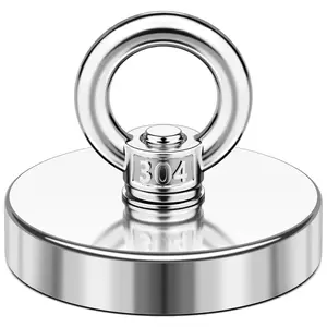 Fishing Magnet, 350 lbs Strong Magnet Fishing, Magnetic Fishing Magnets, Rare Earth Magnet with Countersunk Hole Eyebolt for Retrieving Items in Lake,