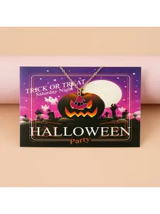 Halloween accessories - funny skull-shaped personalized head pendant cards, witch hat necklace