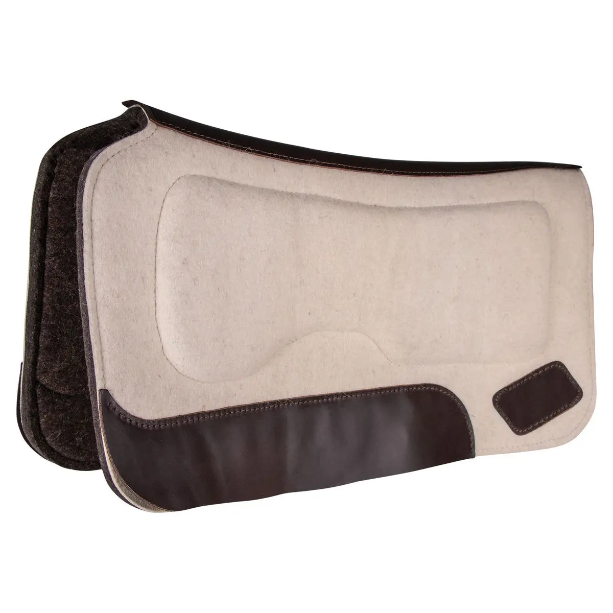 Western Saddle Pad with 100% Wool Felt Top and Memory Foam Panels - Cutback Wither Design for a Custom Fit and Additional Support for Shows, Cream 32" x 32", Hind Leather Patch, Preventing Rubbing, Weight Dispersion, Year-End Awards, Two-Piece Constructio