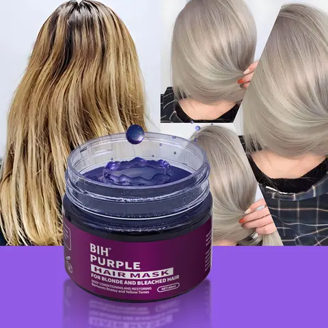Purple Hair Mask, Neutralizes Brass & Yellow Tones for Gray & Silver Hair, Moisturizes & Hydrates Hair, Daily Hair Care