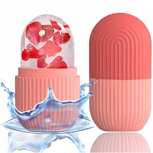 LMMAKE 1Pc Ice Face Roller Reusable Silicone Mold for All Skin Types Enhances Radiance Promotes Blood Circulation Anti Wrinkle Reduce Puffiness Striped Design