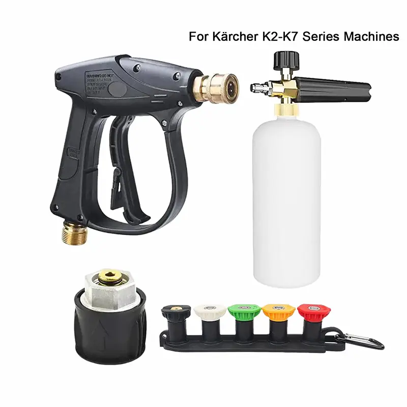 High-pressure Car Water & Foam Sprayer Set, 5-color Nozzles with Rubber Base, 1/4" Quick Connect & M22-14 Adapter for Karcher K-Series, Car Washing & Maintenance Tool, Car Wash Kit, Car Wash Equipment, Car Washing Supplies
