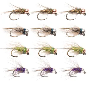 Floating Feather Supply Tungsten Duracell Fly 12 Pack – Euro Nymph Trout Pattern Size 16