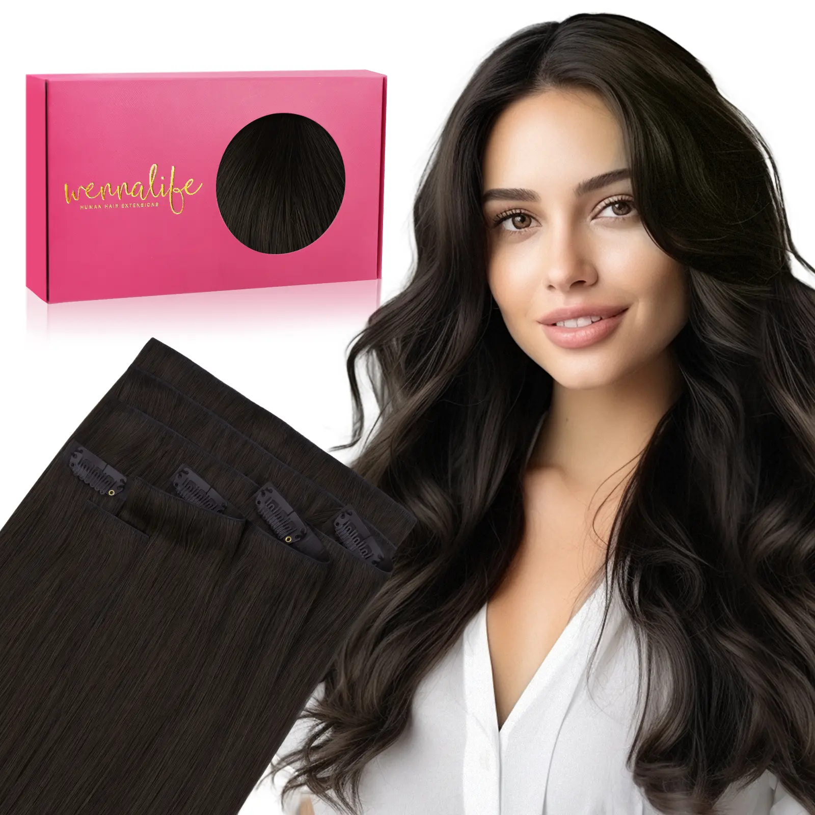 WENNALIFE Invisi Edge Clip in Hair Extensions Seamless Invisible Natural Straight Real Human Hair Chocolate Brown to Caramel Blonde#sohochic