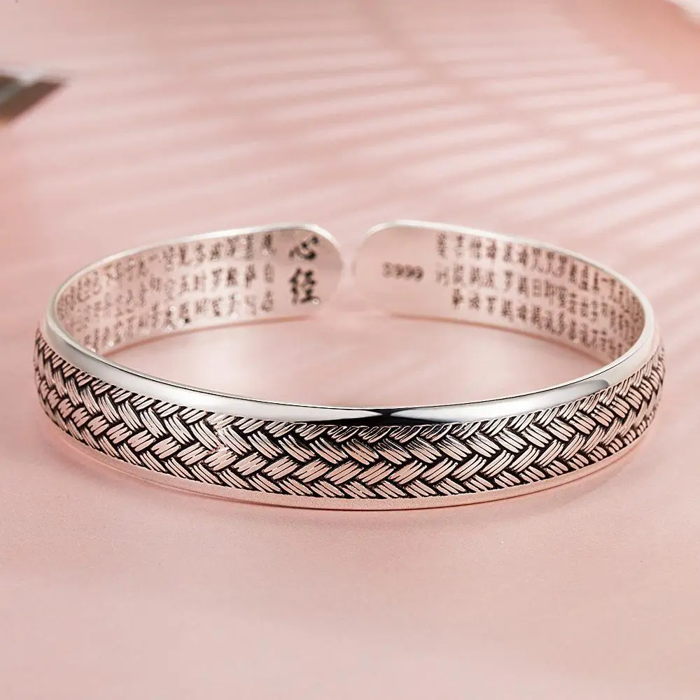 925 Sterling Silver Weave Open Black Bangle Women's Hand Bracelets Luxury Designer Jewelry Accessories Gifts