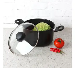 5-Quart Non-Stick Aluminum Dutch Oven with Glass Lid, Black