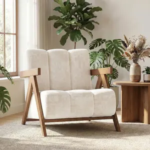Modern Accent Chair for Living Room Bedroom,Comfy Chenille Reading Chair with Wood Frame,Oversized Upholstered Lounge Armchair with Thick High-Elastic Sponge for Apartment & Waiting Room