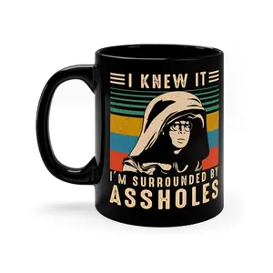 I Knew It I'm Surrounded By As Mug Funny Movie Quote Meme Coffee Cup Father's Day Gift, 80s Comedy Science Fiction Space Movie Mug