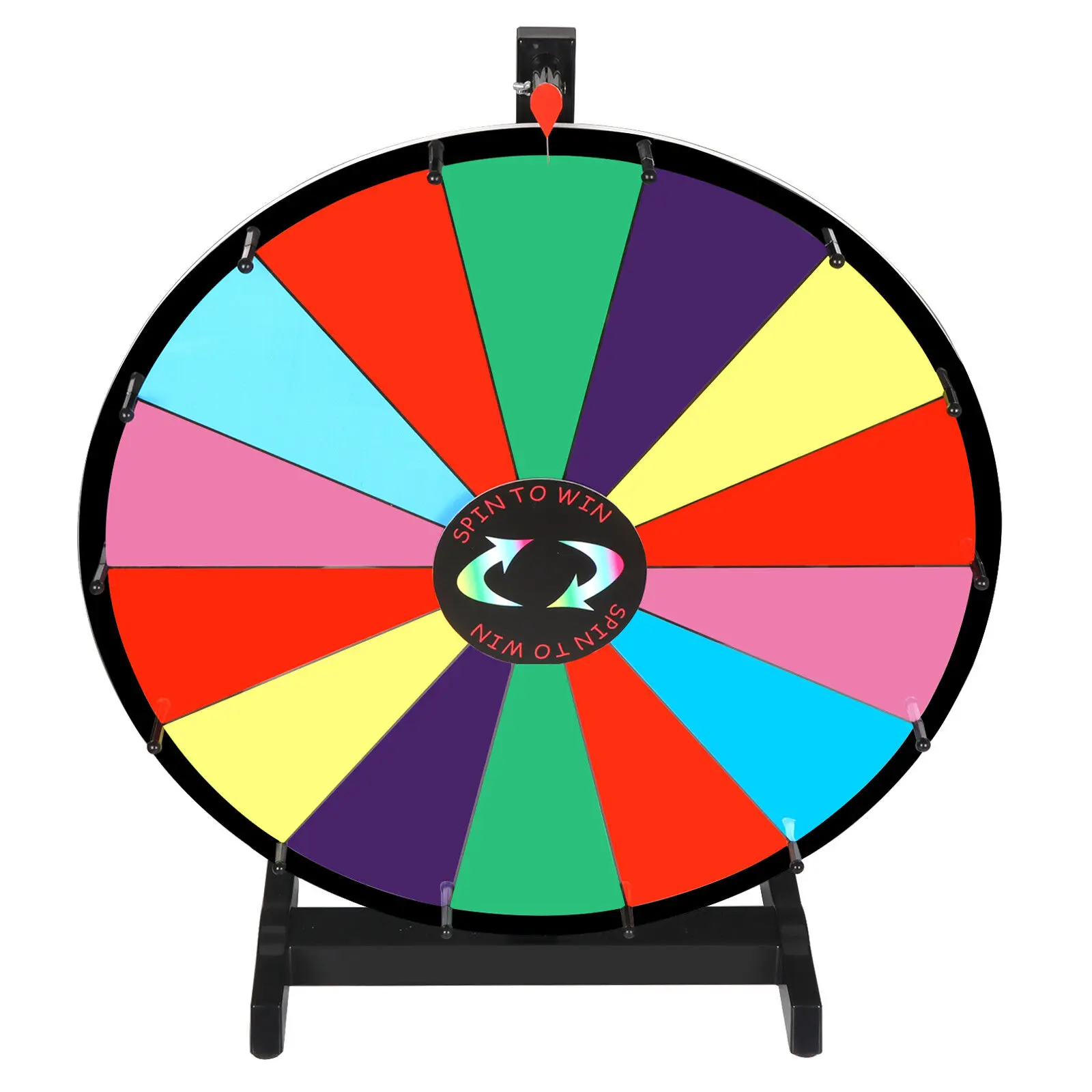 JupiterForce 24in Acrylic-PVC Tabletop Spinning Prize Wheel Kit - 14 Colorful Customizable Slots, Dry-Erasable, Solid, Manual for Trade Shows, Office Presentations (1 x Prize Wheel, Customized Gifts)