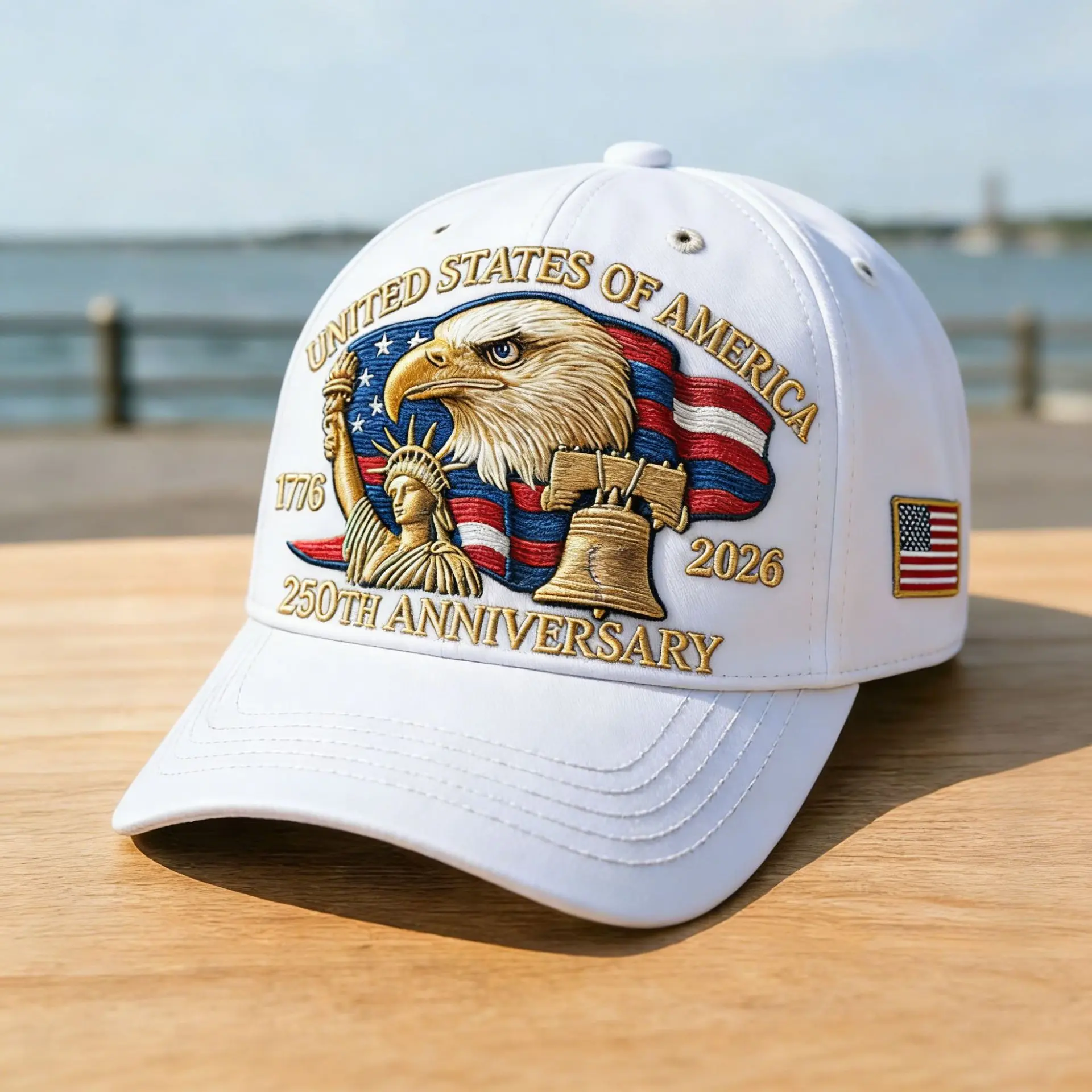 USA 250th Anniversary Embroidered Baseball Cap - Bald Eagle, Statue of Liberty & Liberty Bell Design, 1776-2026 Patriotic Commemorative Hat for Men and Women