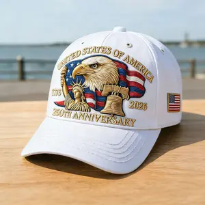 USA 250th Anniversary Embroidered Baseball Cap - Bald Eagle, Statue of Liberty & Liberty Bell Design, 1776-2026 Patriotic Commemorative Hat for Men and Women