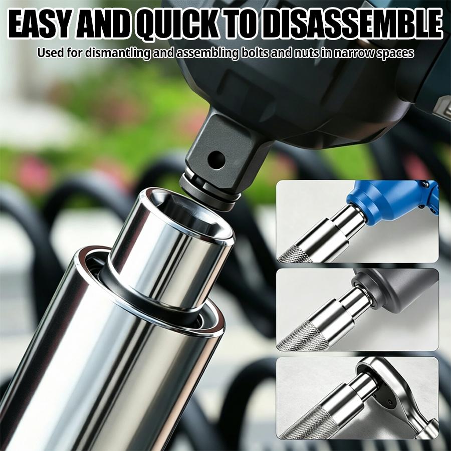 Offset Extension Wrench, 1/2in Forward Reverse Switch Compact Broad Socket Compatibility Impact Extension Wrench with Tight Reach Offset Torque for Tight Spaces