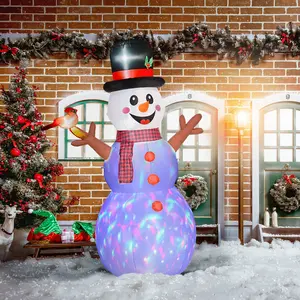 7.9ft Inflatable Branch-Hand Snowman, Outdoor Blow-Up Christmas Decor, Rotating Colorful LED Lights, Festive Party Display