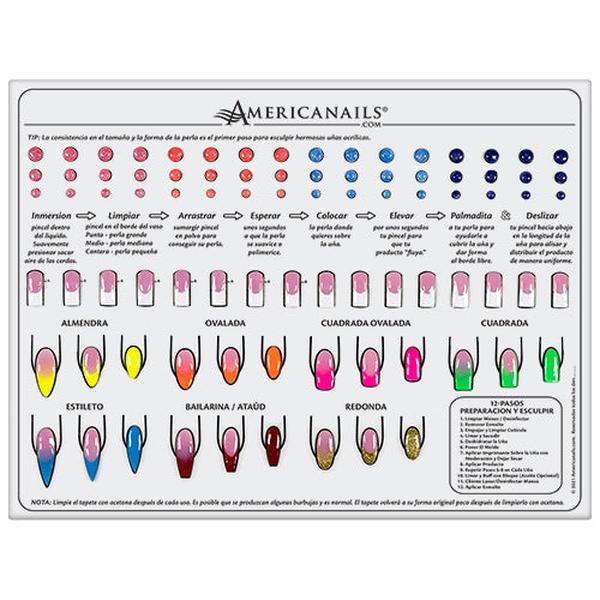 Americanails Tapete Instructivo en Silicona Para Técnicas de Uñas Acrílicas