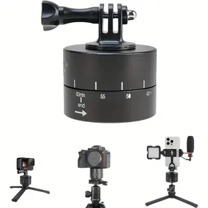 360° Rotating Tripod Time-Lapse Stabilizer with Adapter, 1/4” Screw, Compatible with Action Cameras, Dslr, Mirrorless, Smartphones
