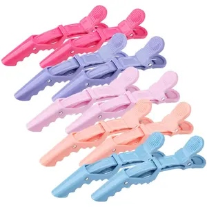 Women's Plain Non-Slip Plastic Alligator Hair Clips, 10PCS Macaroon Professional Salon Hair Styling Sectioning Clips