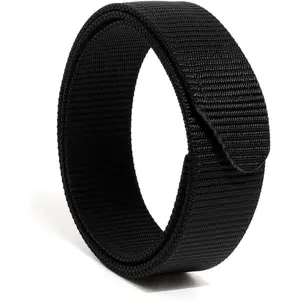 No-Scratch Nylon Belt 1 3/8" No Metal Buckle Belt w/Hook & Loop Closure TSA Approved for Work Travel Mechanic Driver