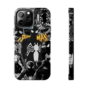 Black Sp!derMan Phone Cover For iPhone 15, 14, 13, 12, 11, Pro Max, Pro, Mini, Plus, 8, X, Xs, Spder Cool Design Phone Case