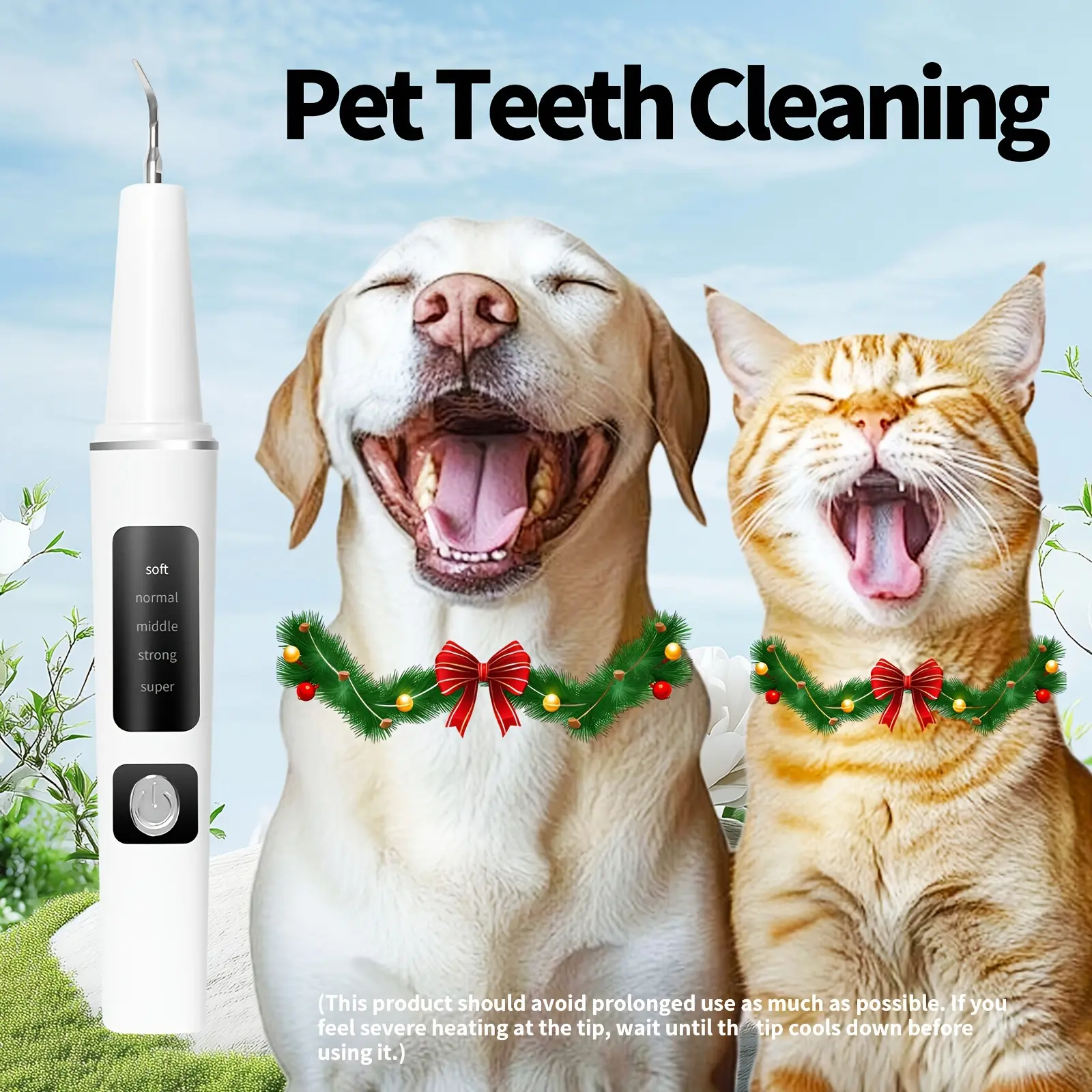 A Pet Cat And Dog Electric Teeth Cleaning Kit, USB Rechargeable Stain/Tartar Remover, Comes with 4 Cleaning Heads And 5 Modes, Suitable for Both Cats And Dogs.