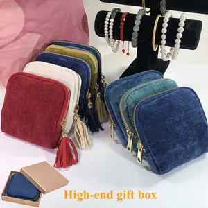 2026 New Travel Jewelry Case,Portable Organizer for Rings,Crystal,Bracelets & Bangles,with Tassel Zippe Jewelry Storage Pouch, Mother's Day Gift Spring Travel Essential for Women