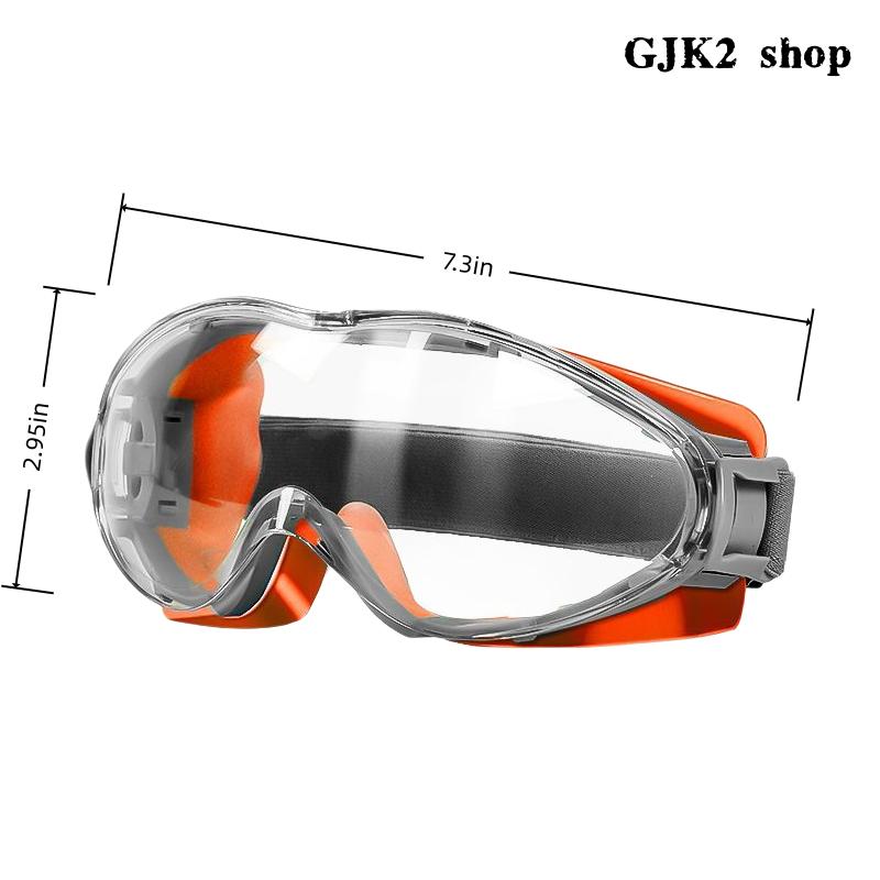 Anti-Fog Full-Seal Polycarbonate Lens Safety Goggles - Abrasion Resistant, Soft Padded Frame, Elastic Headband, 7.3In × 2.95In One Size, Blocks Sparks/Chemical Splashes for Painting, Lab, Grinding