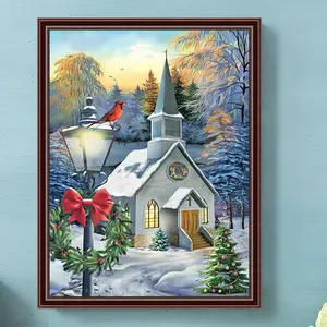 Church Pattern DIY Diamond Arts Colorful Painting Kit without Frame, DIY 5D Diamond Arts Colorful Painting for Bedroom Wall Decor, Home Decor