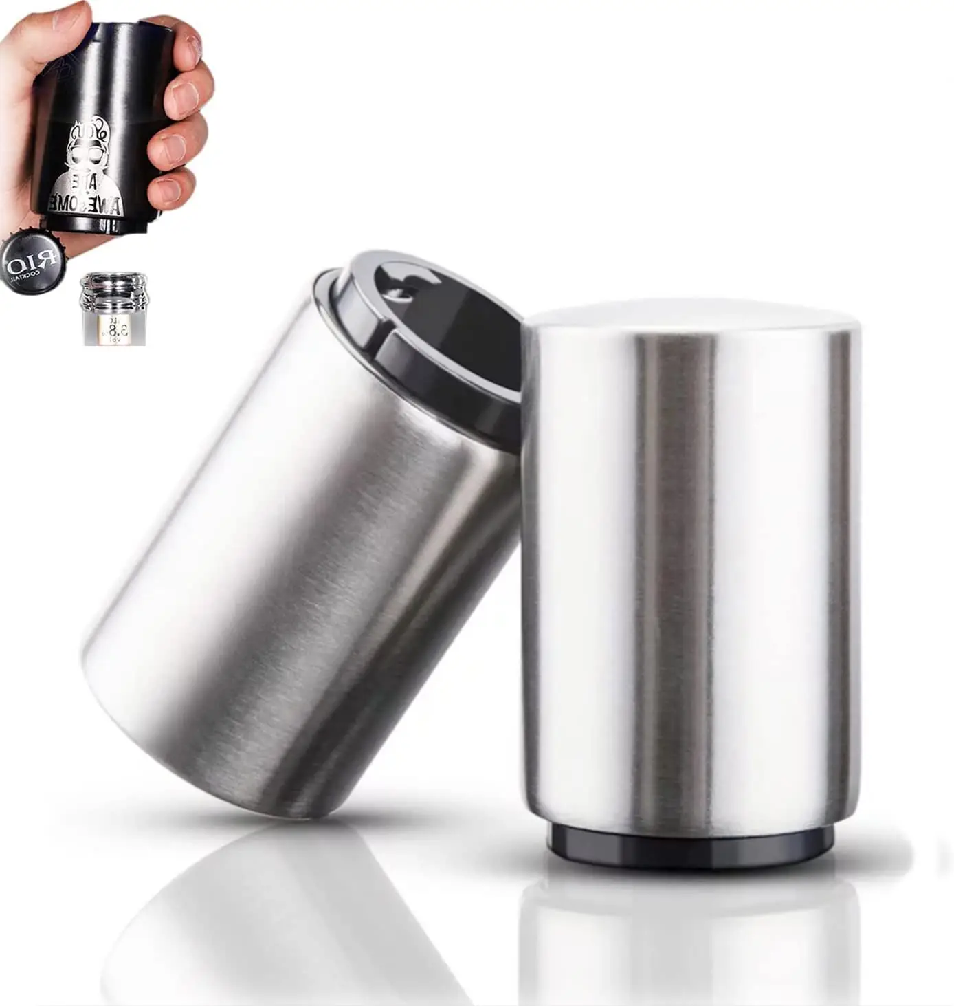 1 Pack Premium Beer Bottle Opener (Silver), Stainless Steel Press Beer Bottle Opener, Portable Pop-up Bottle Opener for Bar Party Kitchen Utensils