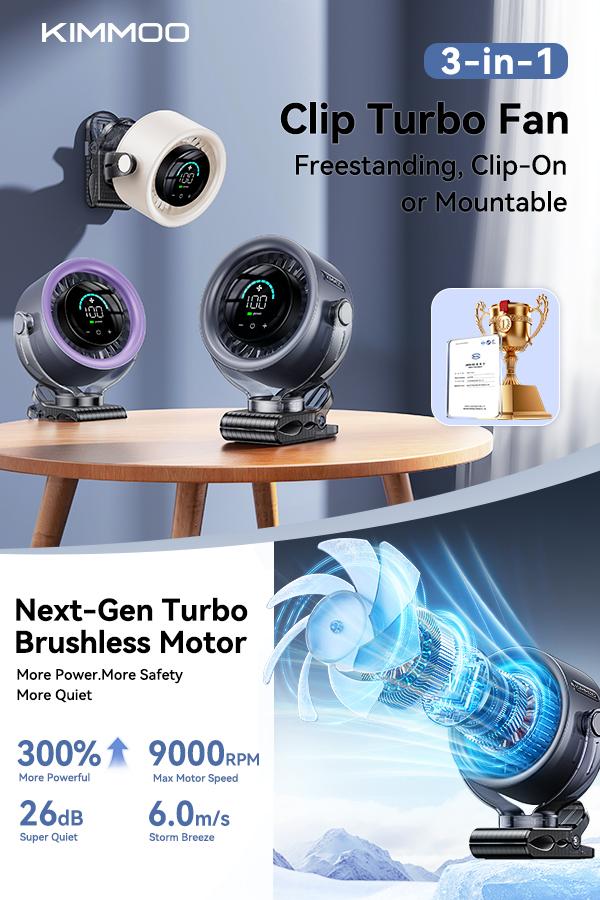 4000mAh Rechargeable Portable Clip on Fan-100-Speed Touch Control, LED Display, 360° Rotate Quiet Turbo Desk Fan, Small Battery Operated USB Fan for Stroller Bed Travel Camping Golf Gym