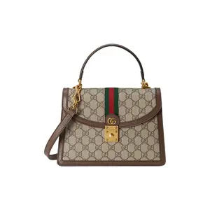 Pre-owned GUCCI canvas Shoulder Bags Ophidia Small GG Supreme Top Handle Bag with Web Stripe