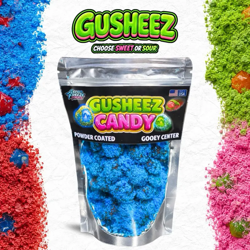 Gusheez Candy- 8oz Bag- Astro Freeze Treats- Pick Flavor- Sour or Sweet- Gushing Liquid Center- Chewy Fruit Snack