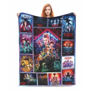 Stranger Things Season 5 themed printed flannel blanket, a must-have for sofas, bedrooms, and offices, and an ideal holiday gift.