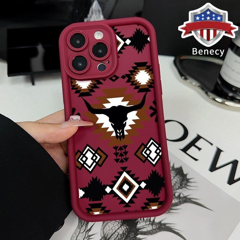 Retro Western Cowboy Pattern TPU Phone Case for iPhone 15 16 14 Pro Max 13 12 11 XR XS Plus E Shockproof Full Camera Protection Durable Slim Silicone Cover Smartphone Casing