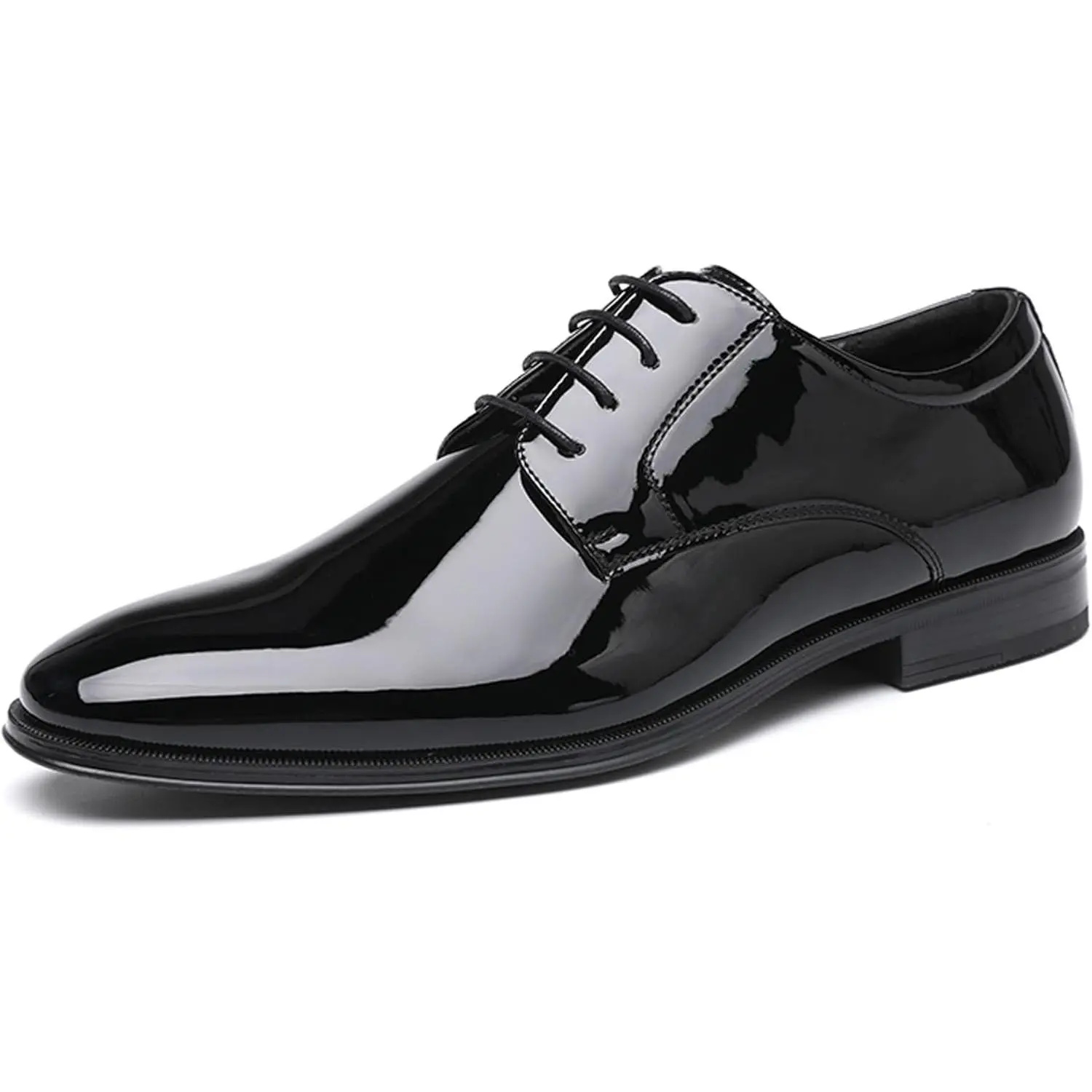 Mens Classic Formal Oxford Lace-up Faux Patent Leather Shoe for Men Business Wedding Suit Tuxedo Dress Shoes