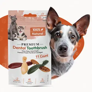 ReThink Pet Premium Dental Toothbrush - 11 Pack of Dog Treats for Dental Care, Fresh Breath, and Chew Time