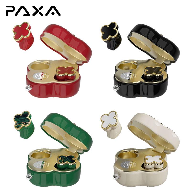 PAXA YX66 Four-Leaf Clover Wireless Earbuds with Bluetooth 5.4, Stable Connection, ENC Call Noise Cancellation, Super Stereo Sound, Luxury Retro Jewelry-Style Design for Women, Elegant Charging Case, Compatible with Android & iOS, Ideal Gift for Girls