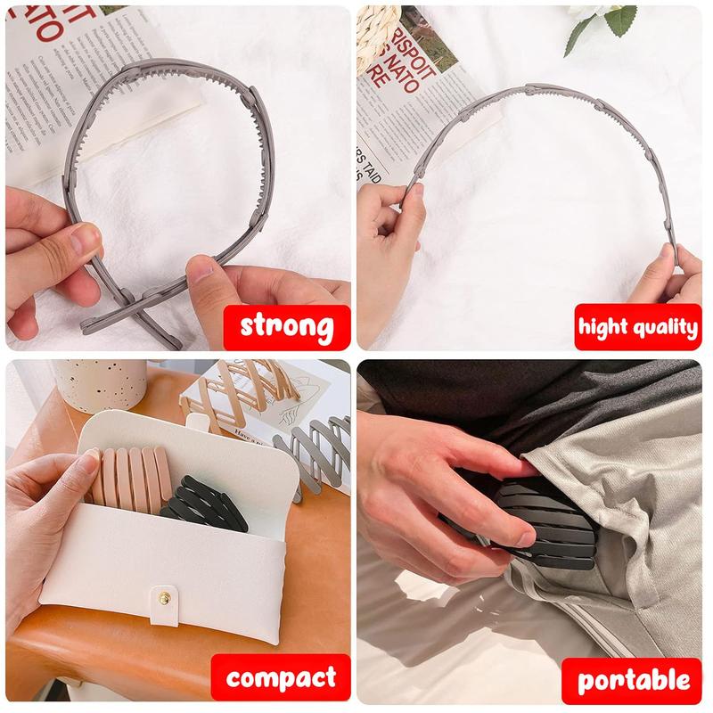 Foldable Headband Retractable Hair Band, Spring Wavy Foldable Hairband with Teeth No Slip, Compact Portable Adjustable Hair Hoop for Women Girl Washing Makeup Travel Outdoor, Ideal Gifts for Her