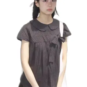 Collared Tshirt with Bow Detail and Short Sleeves for Casual Wear Womenswear Blouse Everyday Top Style Outfits Turtleneck